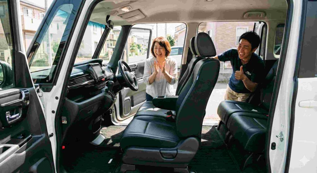 O様 ホンダ 軽四 2025年 9月 助手席シートとマットがキレイになって、大感激頂きました。