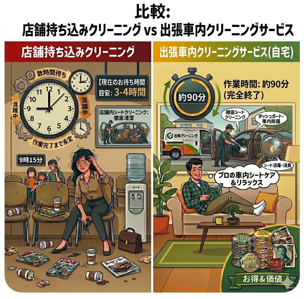 車内清掃の比較イメージ